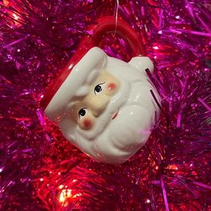 WONDERSHOP VINTAGE STYLE CERAMIC MINI SANTA CLAUS CHRISTMAS ORNAMENT